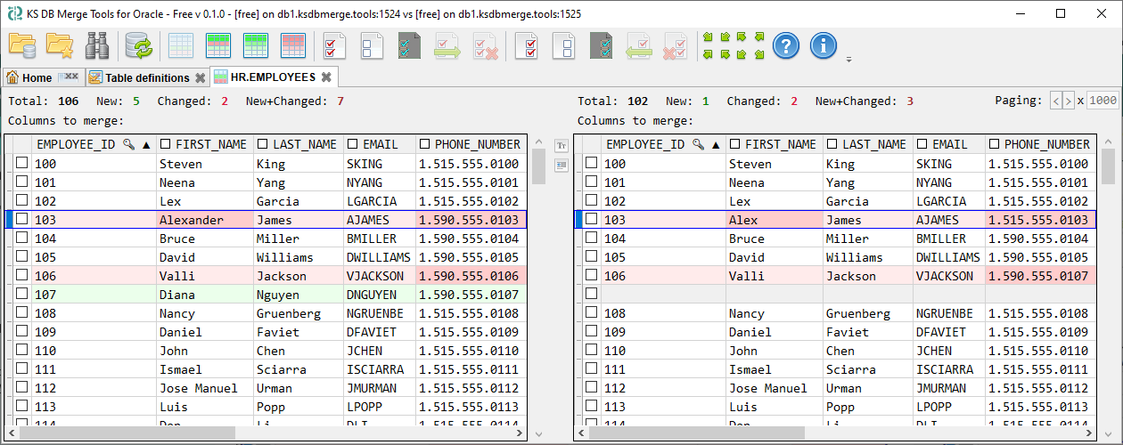 KS DB Merge Tools for Oracle Free - Compare and synchronize data