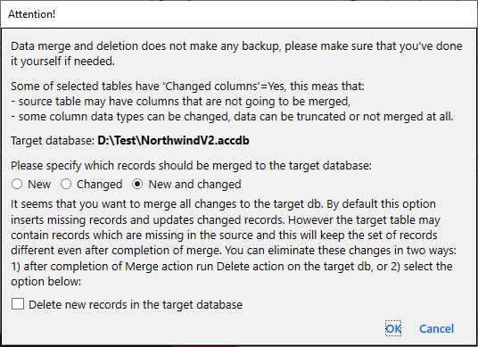for MS Access, batch data merge warning